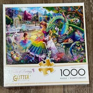 Josephine Wall Jigsaw Puzzle Dragon's Garden 1000 Piece Fairy Fantasy Glitter